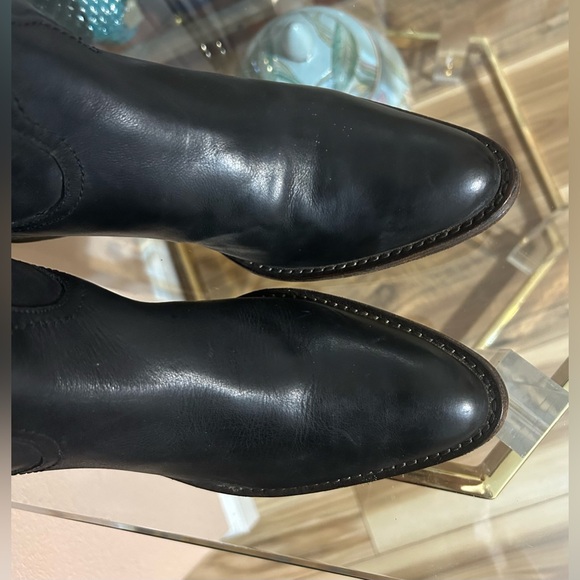 RARE Lucchese Spirit Black Leather Western OTK Boots Size 8